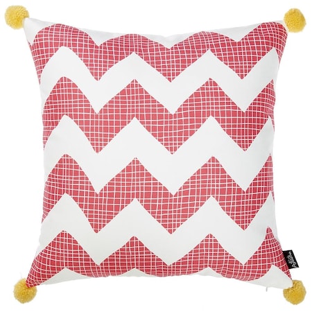 Homeroots Pink Tropical Chevron Decorative Throw Pillow Cover 18 x 18 in. 355345